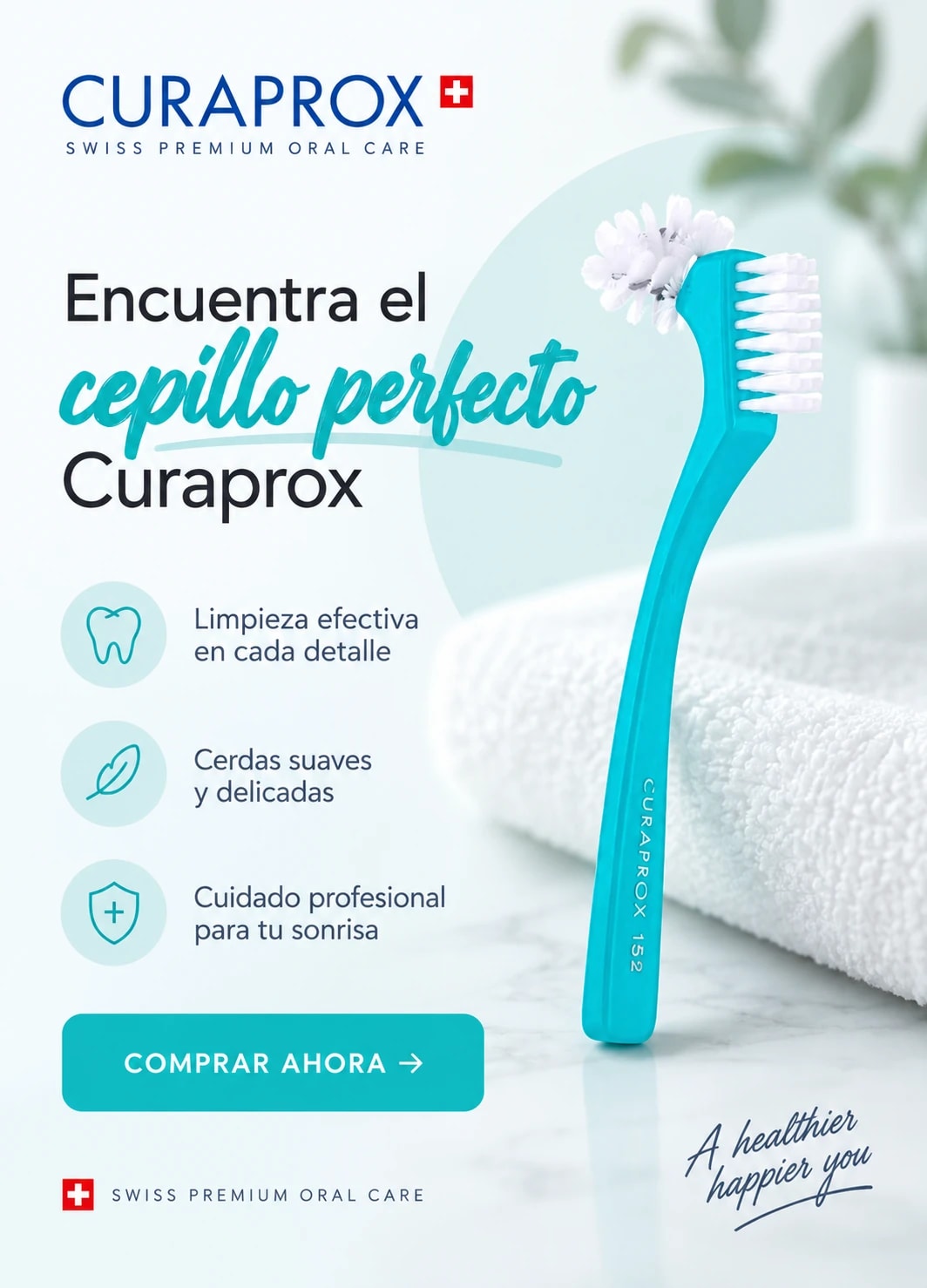 Encuentra el cepillo perfecto Curaprox para el cuidado de prótesis