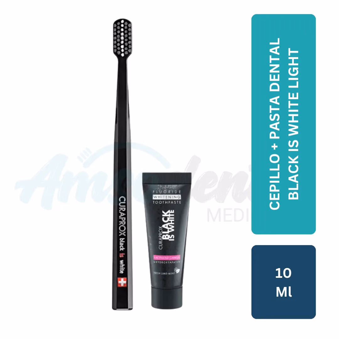 Pack Cepillo + Pasta Dental Curaprox Black is White Light (10 mL)