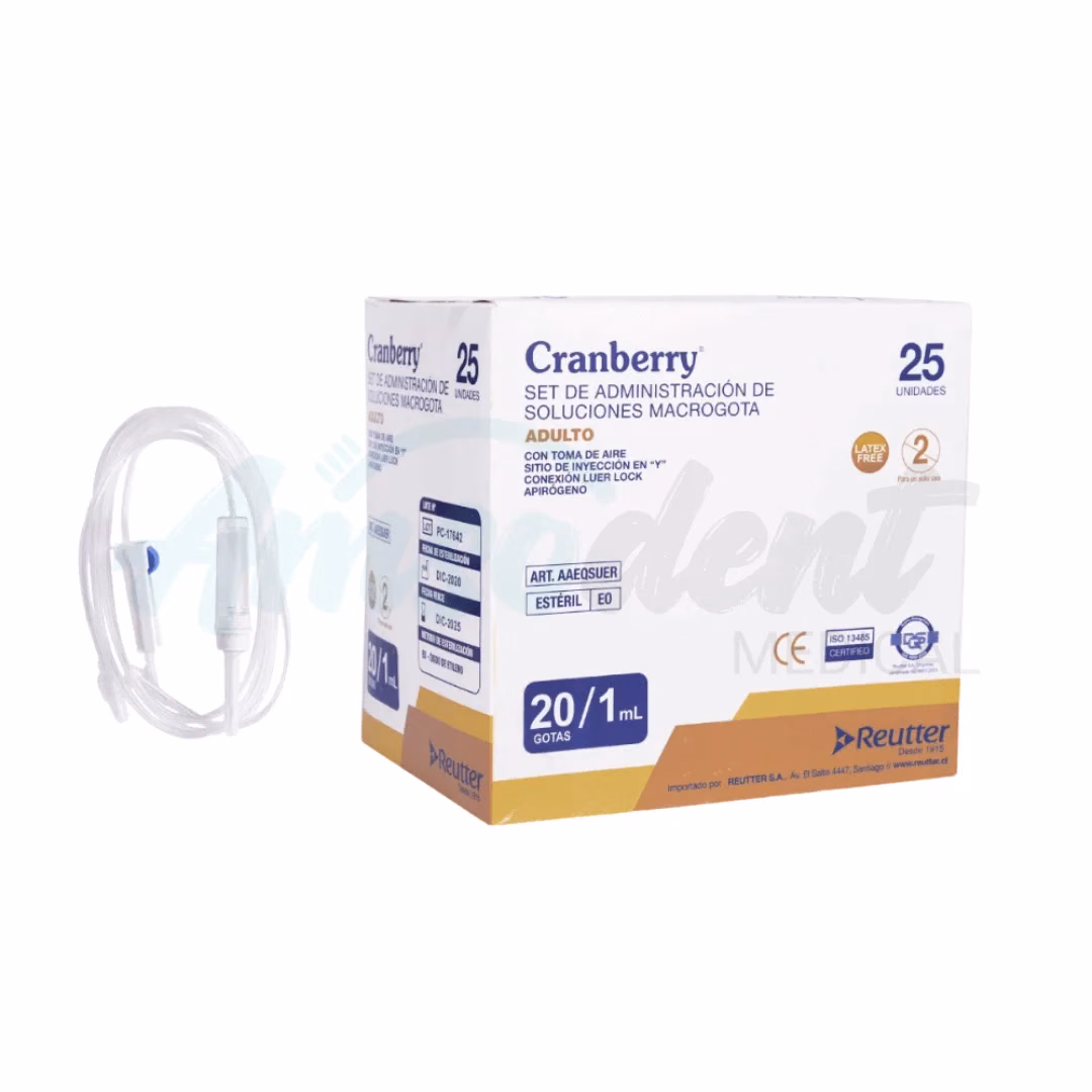 Set de Administración de Soluciones Macrogota 20 Gotas Cranberry