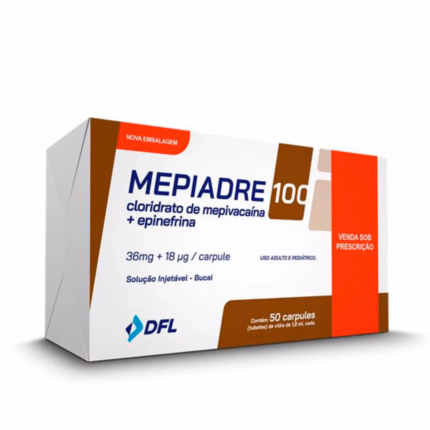 Anestesia Dental Mepiadre Mepivacaína 2% DFL (Tubo de Vidrio)